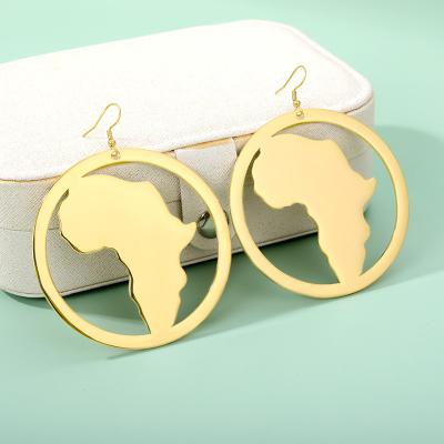 China TRENDY Minimalist Stainless Steel Drop Earrings African Dangle Earrings Africa Map Earrings for sale