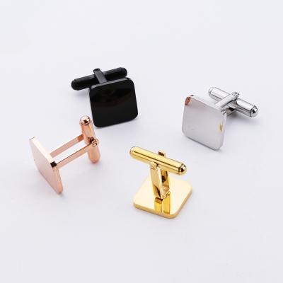 China Geometric Gold Rose Gold Black Suit Cuff Silvery Stainless Steel Personality Links Square Shape Cufflinks for sale