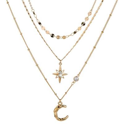 China Multi Layered Bohemia Bohemia Star And Moon Bead Charm Link Chain Necklace Jewelry Sets for sale