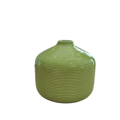 China All Bud Vase Ornament Home Decor Ringed Contemporary Vibrant Green Ceramic for sale