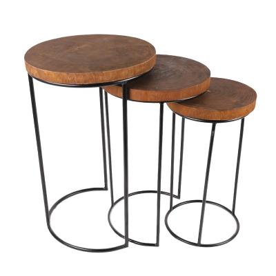 China Convertible Wholesale Round Custom Nesting Round Wood Coffee Table Set Of 3 for sale