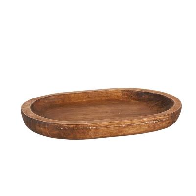 China Sustainable Customized Rustic Wholesale Paulownia Oval Wood Decor Food Serving Tray Dinner Plate for sale