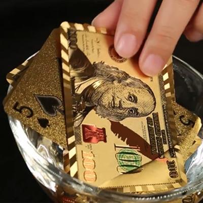 China Factory Directly Sale Print Design Burj Al Arab 24k Gold Foil Plastic Full Color Promotion Custom Playing Cards for sale