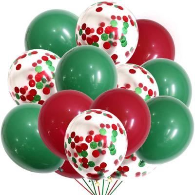 China Red and Green Christmas Eve Home Decoration Latex Balloon with Confetti Arch Garland for sale