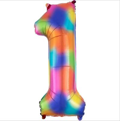 China 40inch Rainbow Digital Mylar Number Helium Foil Balloon Large 0-9 Birthday Party Decorations Balloons 40inch 40inch for sale