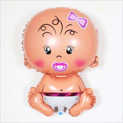 China Advertising Toy New Baby Shower Foil Balloons Pale Pink Pattern Bowknot Balloons for sale