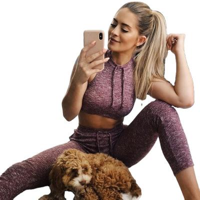 China Sweat-Wicking Knitted Rib Knitted Gym Activewear Clothing Fitness Yoga Set Seamless Woman for sale