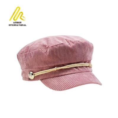 China Wholesale Optional Plain Colors Adjustable Winter Corduroy Beret Hats Cap for Women for sale