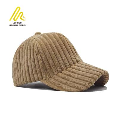 China winter golf dad cap men promotional corduroy embroidery custom logo hat baseball sport cap for sale