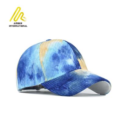 China Fast Shipping Winter 6-Panel Color Custom Adjustable Tie-dye Corduroy Baseball Cap Hat for sale