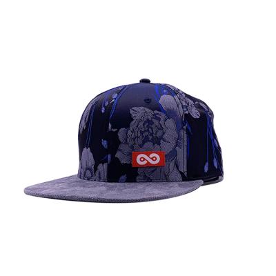 China Fashion design dark color floral printing custom logo hip hop snapback caps for sale