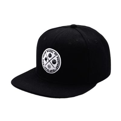 China Wholesale Black Logo Embroidered Custom Hip Hop Sports Baseball Blank Plain Flat Brim Snapback Cap For Men for sale