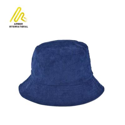 China Hot Selling Solid Color Unisex Wide Brim Custom Logo Winter Corduroy Bucket Hat for sale