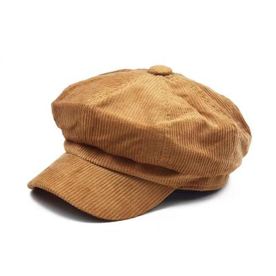 China Fashionable Plain Striped Pattern Winter Women Corduroy Beret Hats à venda