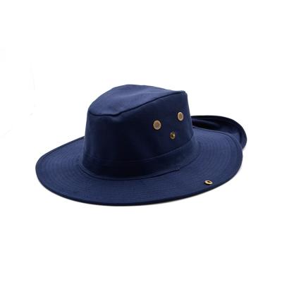 China Hot Selling Wide Brim Navy Blue Fashionable Summer Foldable Fedora Straw Hat for sale