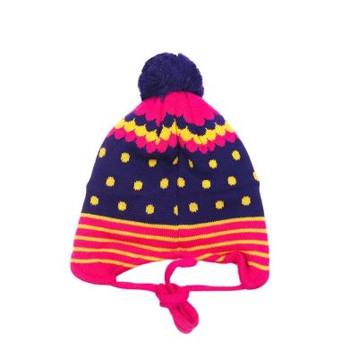 China Custom children colorful polka dot striped animal pattern jacquard knitted winter hat à venda