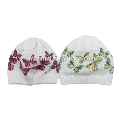 China Customized Children's Butterflies Printed Winter Hat Knitted Beanie Winter Hat for sale