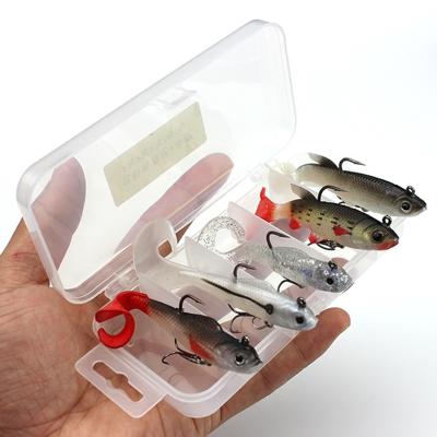 China 5PCS/Box Artificial Soft Bait With Hook 9.3g/14g Fishing Lure Kit Soft Lead Tail Lure BQE02 for sale