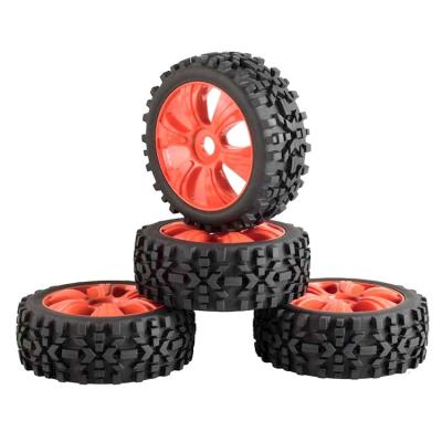 China 4pcs 17mm Hub Wheel Rubber+Plastic Rim and Rubber Tires Band OD-118mm for 1/8 Buggy RC Off-Road Truck for sale