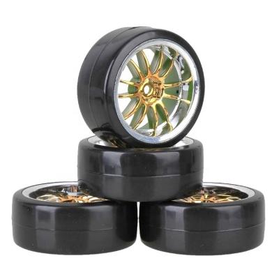 China 4PCS RC 1/10 RC Hobby On Road Car Drift Wheel Slick Tires And Plastic Plating 12-Spoke Wheel Rims for sale