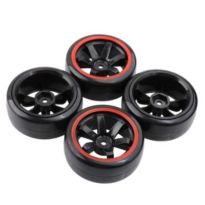 China RC Hobby Hard Plastic Tires and Wheel Rims 12mm Hex Compatible with Traxxas HSP Tamiya Kyosho HPI 1/10 On-Road Racing RC Drift Car for sale