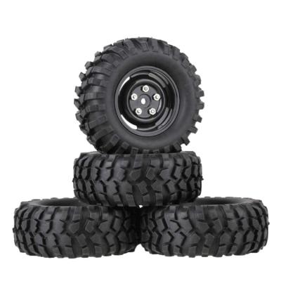 China 12mm Hex Wheel Black Plastic Rims With Screws And Rubber Tires Tires For RC 1:10 Racing Rock Crawler Car Pack Of 4 P1-01 for sale