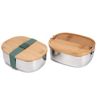 China Oudon Lunch Box Stainless Steel Eco - Friendly Microwavable Bento Box With Bamboo Lid for sale