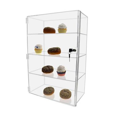 China Home use custom clear acrylic plexiglass display case lucite bread food cabinet for sale