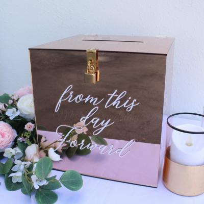 China Retail Store Or Showcase Mirror Rose Gold Acrylics Wishing Well Box With Personalized Name for sale