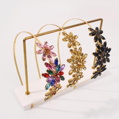 China Wholesale High Quality Crystal Women's Crystal Headband Ladies Bling Fashion Flower Headband Luxury Rhinestone Rhinestone Hair Band Accessories For Girl for sale