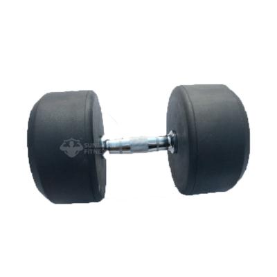 China Dumbbell Rubber Covered Round Rubber Dumbbell For Gym for sale