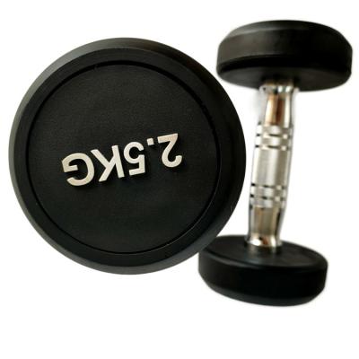 China Gym Rubber Covered Commercial Equipment Dumbbell Round Rubber Coated Dumbbell for sale