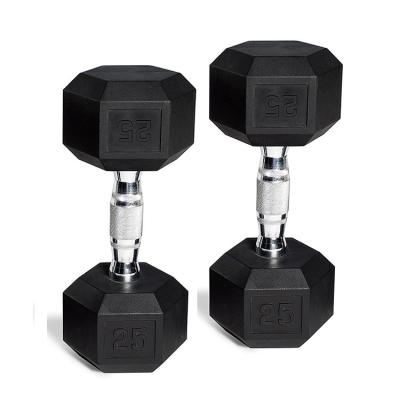 China Rubber Covered Dumbbell / KG Dumbbell Rubber Covered Hex Dumbbell Sets for sale