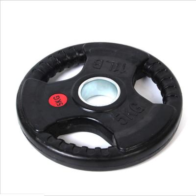 China Universal Rubber Coated Tri Grip Weight Plate for sale