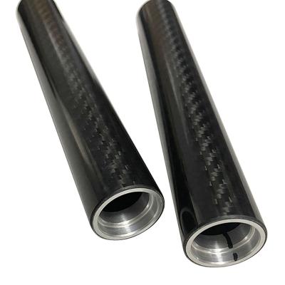 China Hot Selling High Quality Aluminum Carbon Fiber CNC Machining Colored Tube Glossy Twill Customized Size CNC Carbon Fiber Tube Parts for sale