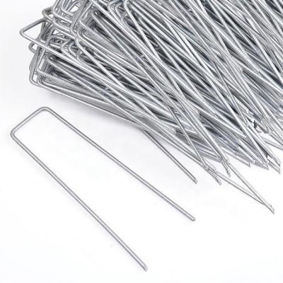 China Checkered Ultra Long Lasting High Quality Metal Garden U Shaped Stainless Pegs for sale