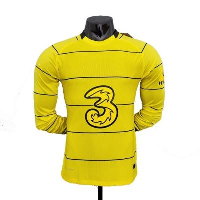 China Chelsa Men's Senior Long Sleeve 21/22 Season Yellow Long Sleeve Player Version Football Quick Dry Home Jersey for sale