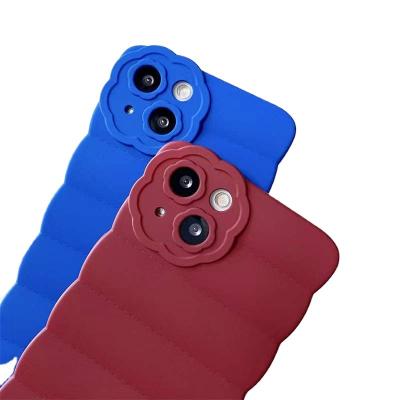 China Wholesale Fashion Shockproof Silicon Down Jacket Design Flower Shape Camera Hole Protector Phone Case Back Cover For iPhone 13 for sale