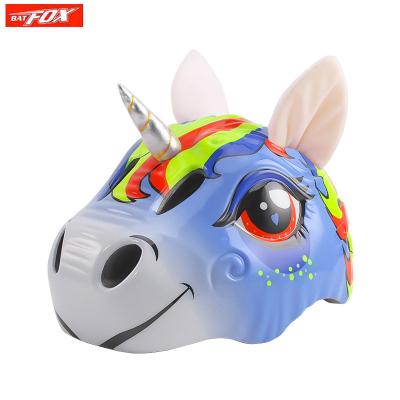 China Polyester Kid's Bicycle 3D Unicorn Bicycle Skate Helmet With Taillight Creative Toddler Bike Helmet for sale