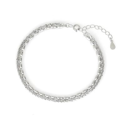 China Chenqi Sterling Silver 925 Bracelet Double Layer CLASSIC Twist Beaded Bean Chain Bracelets Smart Wedding Party Female Gift for sale