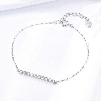 China Chenqi Sterling Silver 925 Zircon Bar Bracelet Cute Girls Bracelets Simple Cute Accessories Wedding Party Present For Female for sale