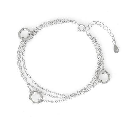 China Chenqi CLASSIC Sterling Silver 925 Triple Link Chain Hip-Rings Bracelet Jewelry Bangle Layer Dress Punk Accessories for sale