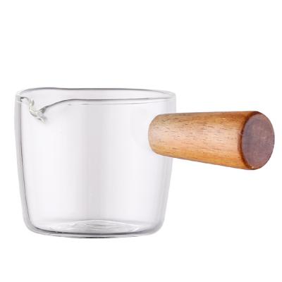 China Sustainable Useful Glass Bowl With Handle Wooden Round Bowl Glass Set for sale