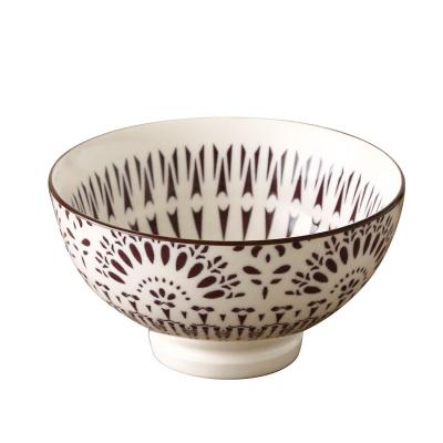 China 11.6CM Sustainable Porcelain Underglazed Ceramic Rice Bowl Ramen Bowls Japanese Printing Porcelain Bowl for sale