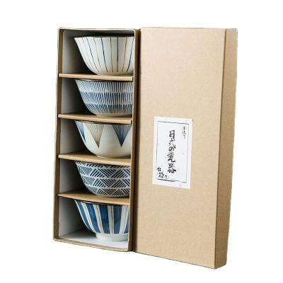 China Sustainable Japanese Ceramic Bowl Gift Set Blue And White Porcelain Bowls Under Glazed Porcelain Bowl for sale