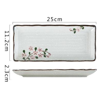 China Sustainable Japanese Sushi Dish Rectangular Porcelain Dish Tray Porcelain Dish for sale