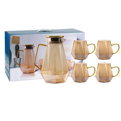 China Hotsell Water Pitcher /hot water jug ​​teapot glass water bottle viable cold glass tea set/kettle cup for sale