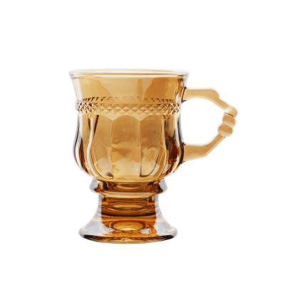 China Hot Selling Viable Drinking Glass Amber Goblet Glass Mug Cup Clear Wine Glasses For Party for sale