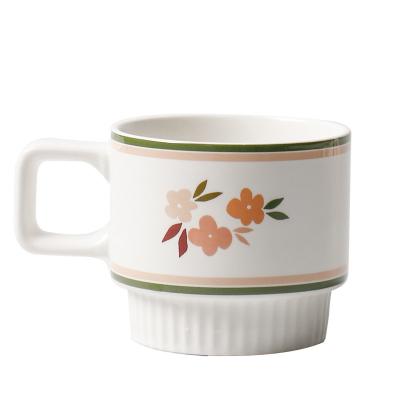 China Viable Popular Ceramic Top Grade Decal Tea Cup Simple Stackable Coffee Mug For For Sublimation for sale