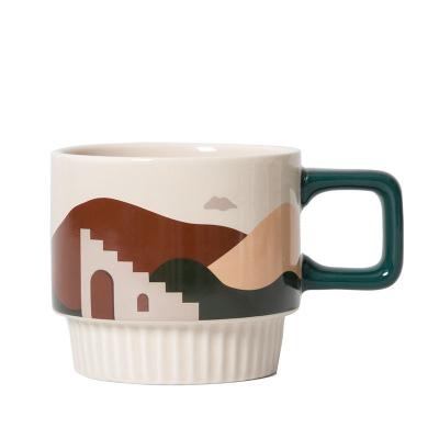 China Viable Manufacturer Cheap Tableware Porcelain Mugs Ins Drinkware Handle Mugs Cups Ceramic Coffee Cup Milk Tea Mugs for sale